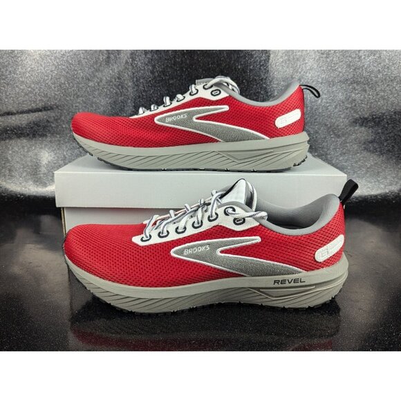 Brooks Revel 6 Road Running Shoes Red Gray Black 110398 Men's Size 10.5 NEW - Picture 2 of 8